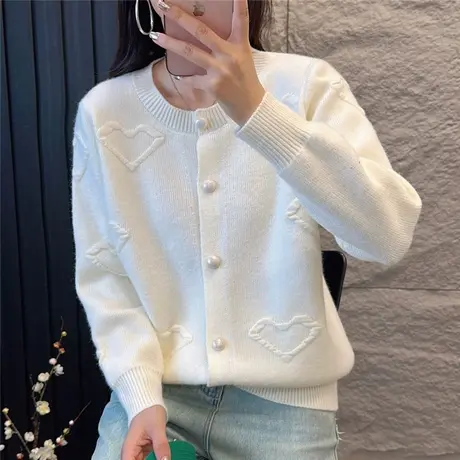 秋季女装奶fufu毛衣针织开衫外套女2023新款爆款春秋外搭减龄上衣图片