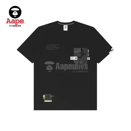 Aape旗舰店男装春夏猿颜酷帅字母印花拼接迷彩短袖T恤0863XXI商品大图