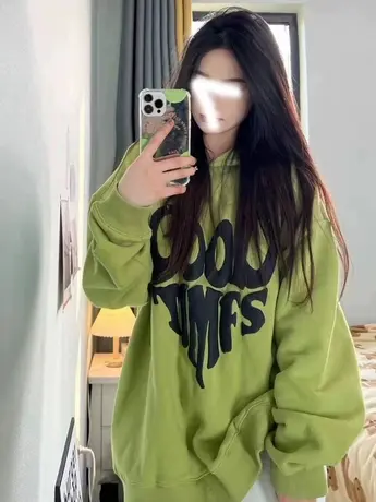 美式复古连帽卫衣女潮牌秋冬加绒加厚高级感好看发泡爱心字母上衣商品大图