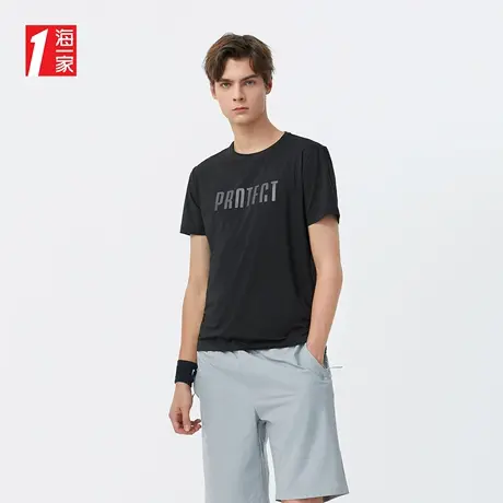 海一家运动休闲短T新款舒适透气简约字母印花短袖T恤男商品大图