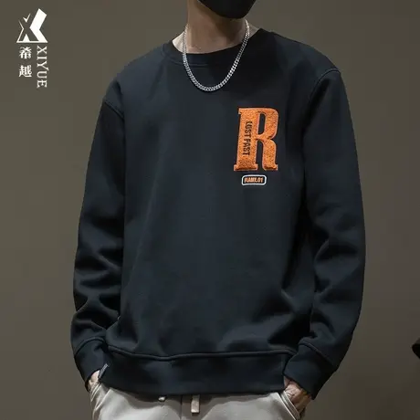 希越秋季男款卫衣男大码男装男士加肥加大秋冬加绒加厚内搭打底衫商品大图