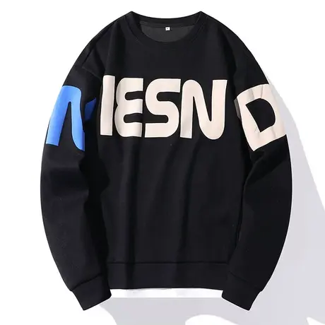 圆领卫衣男士长袖春秋季潮牌2022新款潮流宽松版百搭套头T恤男装商品大图