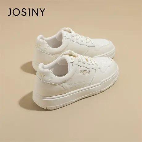 Josiny/卓诗尼白色板鞋女2024新款春季轻便舒适厚底百搭休闲鞋商品大图