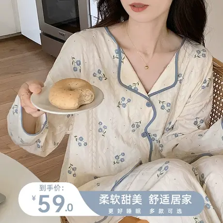 纯棉睡衣女春秋款长袖2023新款宽松薄款可爱网红风夏季家居服套装商品大图