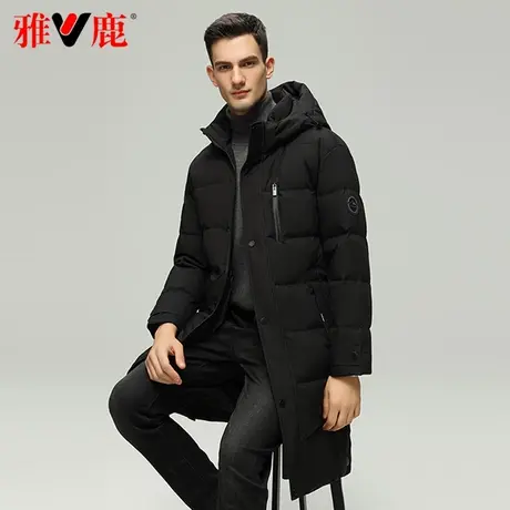 雅鹿官方2023新款中长款羽绒服男士连帽加厚可拆卸帽中年保暖外套商品大图