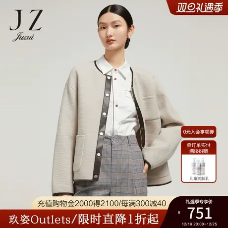 JZ玖姿治愈系毛呢外套女装2022冬季新款小个子简约休闲长袖上衣商品大图