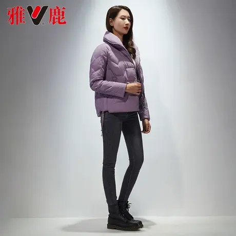 雅鹿小个子立领羽绒服女短款2022冬季新款白鸭绒短外套宽松面包服商品大图