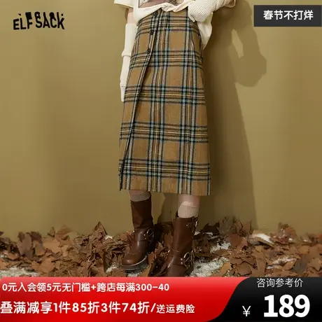 妖精的口袋学院风格子半身裙女2022秋冬季新款复古显瘦中长款裙子图片