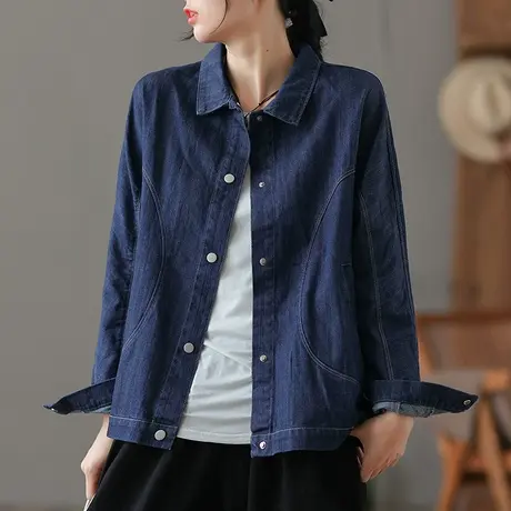 dza 复古宽松短款牛仔外套女士秋季2023新款显瘦开衫休闲百搭夹克图片