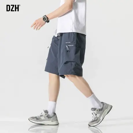 男士蓝色速干工装短裤男夏季外穿薄款五分裤2023新款宽松裤沙滩裤商品大图