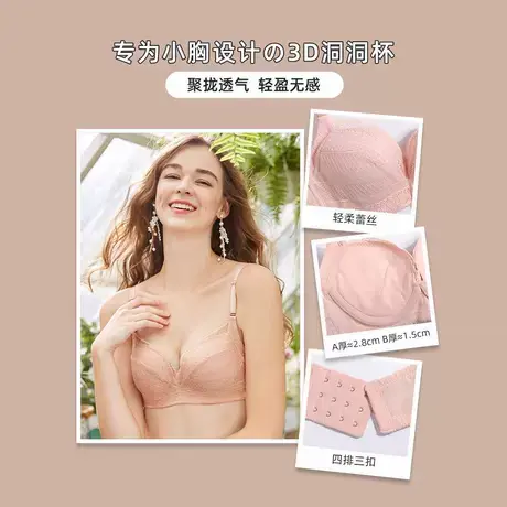 【玫瑰杯】蕾丝性感内衣女夏季薄款少女聚拢侧收文胸女聚拢型胸罩商品大图