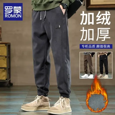 罗蒙雪尼尔加绒裤男秋冬季保暖加厚休闲裤灯芯绒工装束脚运动卫裤图片