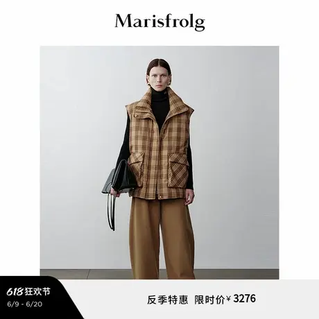 【精简美学】玛丝菲尔冬季花色英伦格纹绵羊毛棉马甲图片