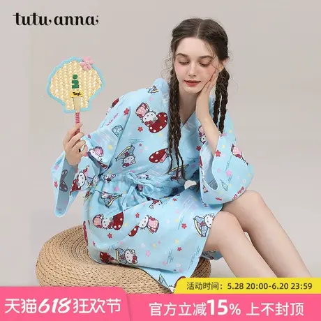 tutuanna春秋女家居服 HelloKitty满印全棉磨毛和服睡衣长袖睡裙商品大图