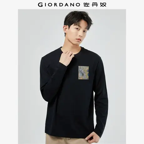 佐丹奴T恤男装纯棉印花圆领长袖T恤 61093224商品大图