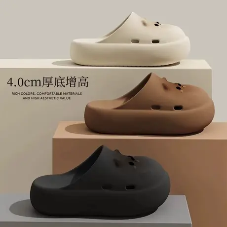 厚底洞洞鞋女夏季外穿可爱卡通土拨鼠室内居家防滑包头eva凉拖鞋图片