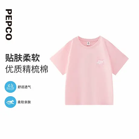 小猪班纳童装2025夏装新款儿童短袖T恤中大童女童圆领上衣女孩潮图片