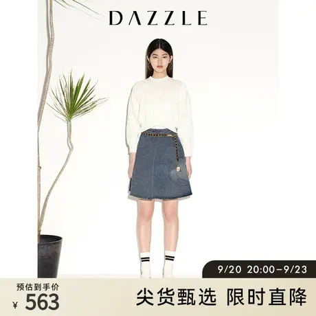 DAZZLE迪士尼米奇系列 地素奥莱 a字牛仔半身裙短裙2E1RI101S图片