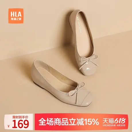 HLA/海澜之家2025夏季新款蝴蝶结平底单鞋女鞋软底一脚蹬浅口瓢鞋商品大图