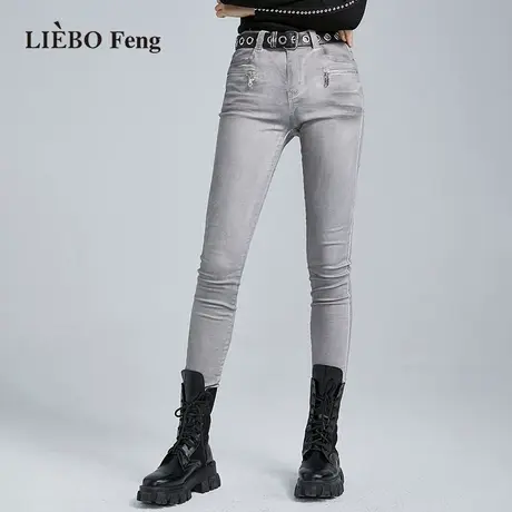 裂帛LIEBOFeng设计师品牌2023年微弹修身显瘦做旧百搭小脚牛仔裤商品大图