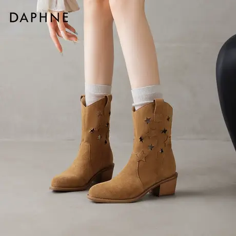 达芙妮西部骑士靴女2025新款秋季新疆旅游马丁靴子时尚牛仔靴短靴商品大图