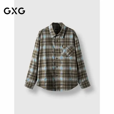 GXG男装格子长袖衬衫情侣潮慵懒衬衫外套25年春季新款#G25D033029商品大图