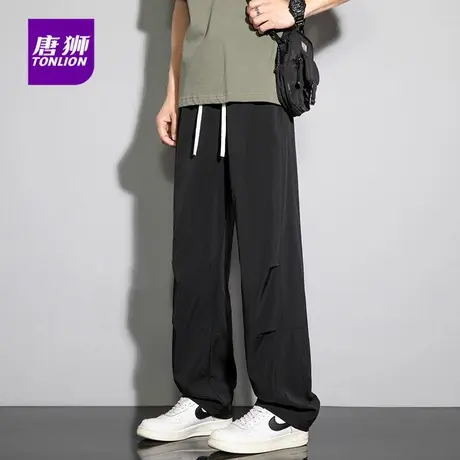 唐狮男士夏季新款轻薄速干运动休闲裤子褶皱户外风宽松阔脚长裤AP商品大图