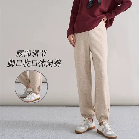 十月妈咪孕妇休闲裤秋季新款外穿腰侧边抽绳脚口收口宽松运动裤子商品大图