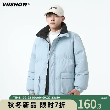 VIISHOW冬季日系复古纯色新款棉服男士潮牌立领宽松休闲外套潮商品大图