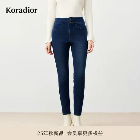 珂莱蒂尔冬季高腰弹力紧身牛仔裤女修身显瘦小脚铅笔裤商品大图