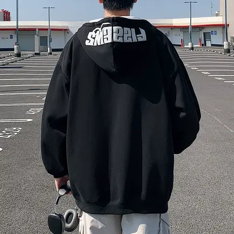 卫衣男春秋季2025新款美式高街拼接外套大码宽松开衫长袖帽衫上衣商品大图