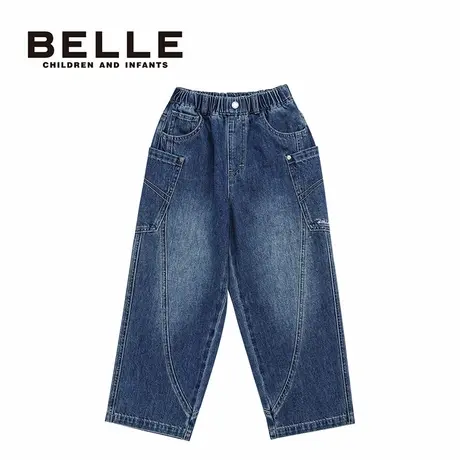 百丽童装儿童牛仔裤2026春季新款时尚洋气中大童直筒裤男童长裤子图片