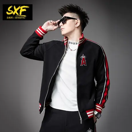 SXF圣希梵男士外套 翻领呢子保暖加厚刺绣冬装红色褂子潮流夹克男图片