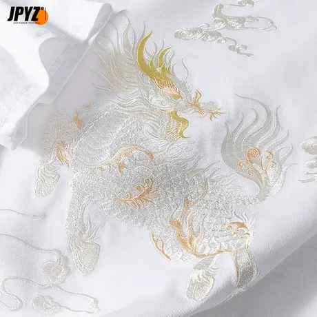 国潮中国风重工刺绣t恤男宽松大码重磅纯棉半袖潮牌潮流短袖男夏图片