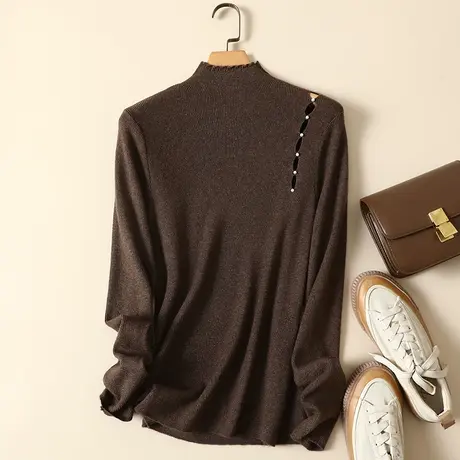 半高领毛衣套头打底衫女秋冬2023年新款内搭爆款百搭洋气针织衫女商品大图