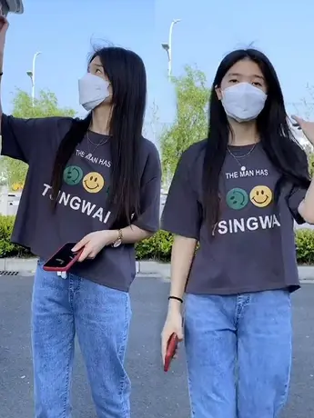 彩绘笑脸印花五分短袖t恤女2023夏季新款韩版宽松洋气百搭T恤上衣图片