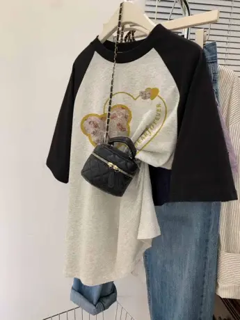 纯棉短袖t恤女2023夏季新款ins潮设计感韩版oversize插肩大码上衣图片