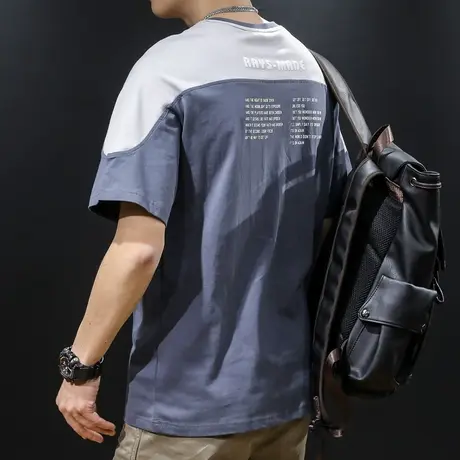 夏季纯棉短袖t恤男宽松ins潮牌半袖大码胖子加肥加大体恤潮流百搭商品大图