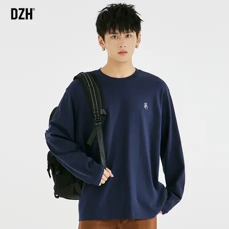 男士打底衫纯棉长袖t恤男春秋内搭圆领上衣秋装男款2023新款休闲商品大图