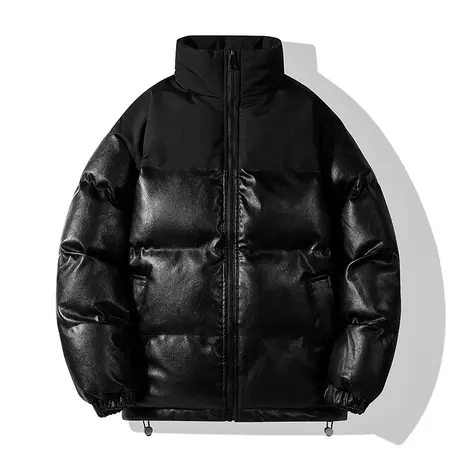 棉衣男士冬季加厚冬装外套美式潮牌pu皮棉袄帅气男生宽松羽绒棉服商品大图