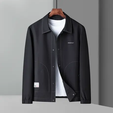 夹克男士商务休闲外套春秋季新款时尚短款翻领夹克潮流上衣服男装商品大图
