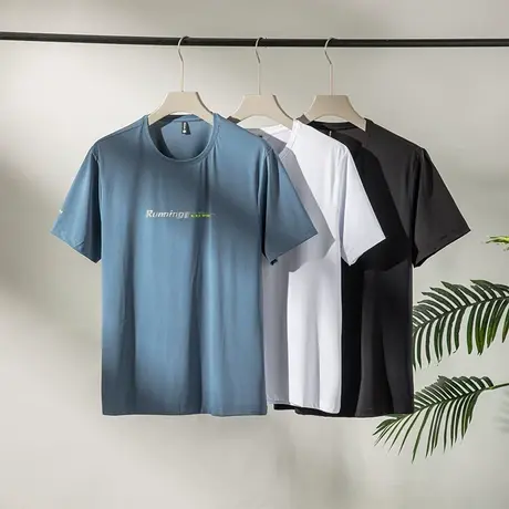 短袖t恤男士2023新款夏季薄款圆领潮流ins纯色新款宽松上衣体桖衫商品大图