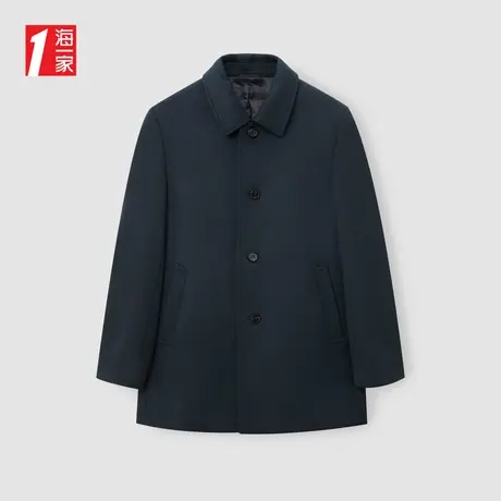 海一家简约翻领外套2023冬季新款商务休闲中年男士大衣图片