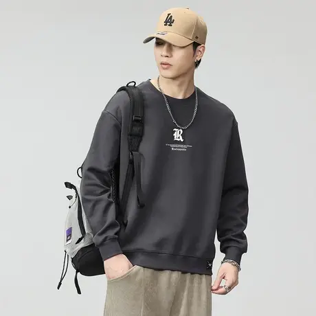 时尚休闲春秋款卫衣潮流圆领纯色男士卫衣字母印花长袖休闲卫衣图片