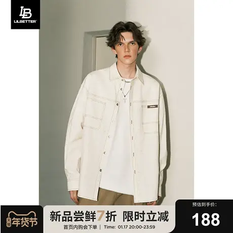 Lilbetter牛仔衬衫男宽松美式上衣设计感男装高级复古欧美衬衣LB商品大图