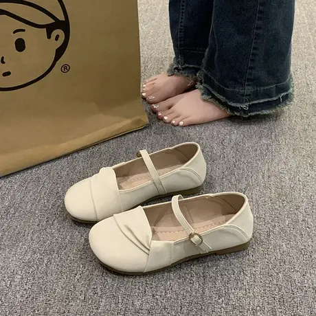 法式玛丽珍鞋女款单鞋2024春季新款小香风凉鞋平底晚风温柔小皮鞋商品大图