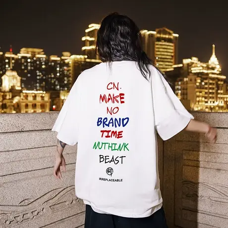 Nuthink加肥加大美式街头hiphop短袖男潮牌潮流t恤宽松大码半袖潮商品大图