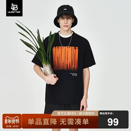 Lilbetter短袖t恤男生ins港风印花圆领体恤半袖简约百搭五分袖潮商品大图