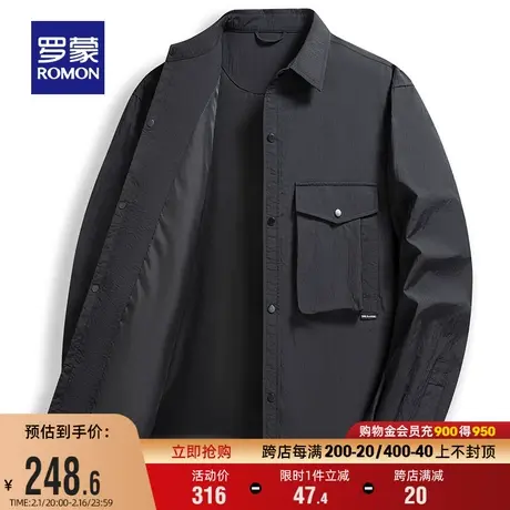 罗蒙男士休闲百搭衬衫领短款夹克衫2024春季新款时尚潮流宽松外套商品大图