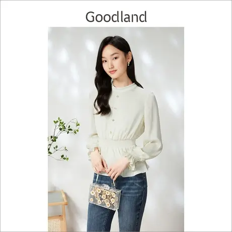 【百亿补贴官方直播】音儿美地女装喇叭袖高级感雪纺衫上衣图片